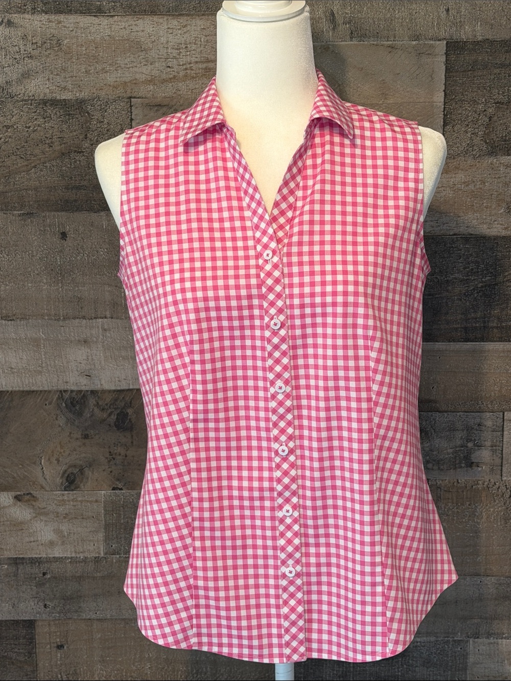 Talbots Petite Sleeveless Gingham Top Size 6P